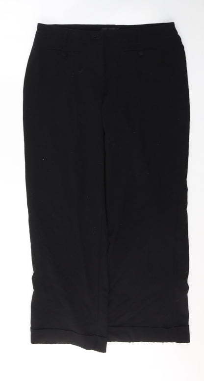 Papaya Womens Black  Polyester Trousers  Size 14 L28 in Regular Button