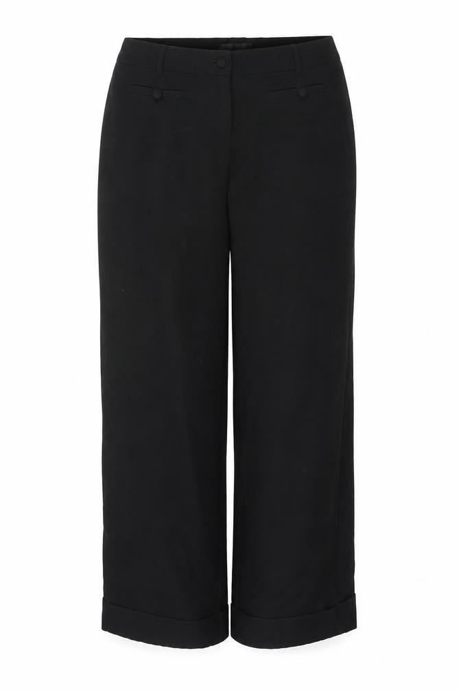 Papaya Womens Black  Polyester Trousers  Size 14 L28 in Regular Button