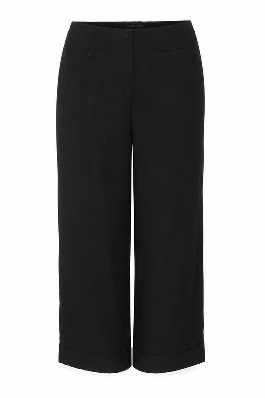 Papaya Womens Black  Polyester Trousers  Size 14 L28 in Regular Button