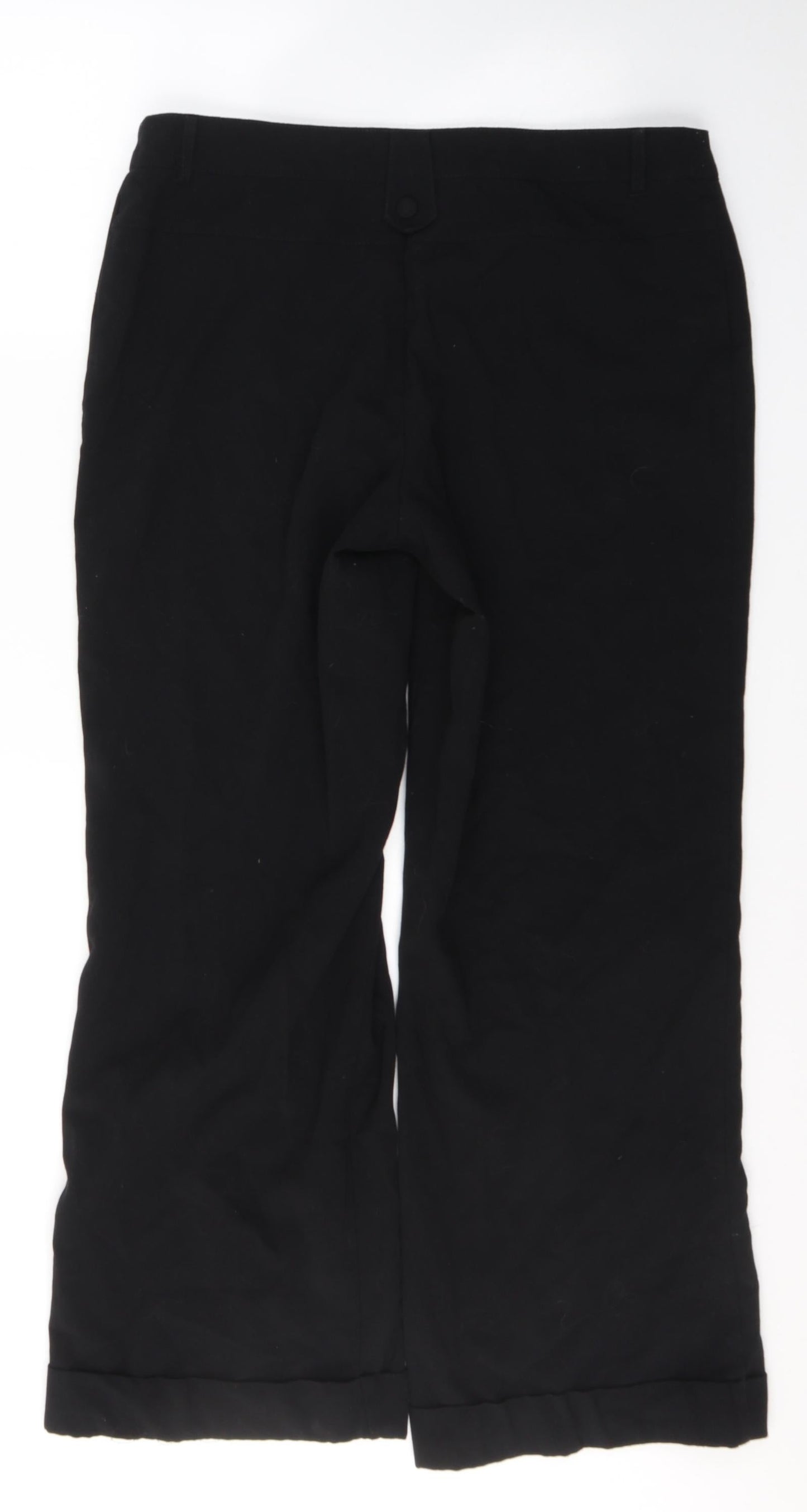 Papaya Womens Black  Polyester Trousers  Size 14 L28 in Regular Button