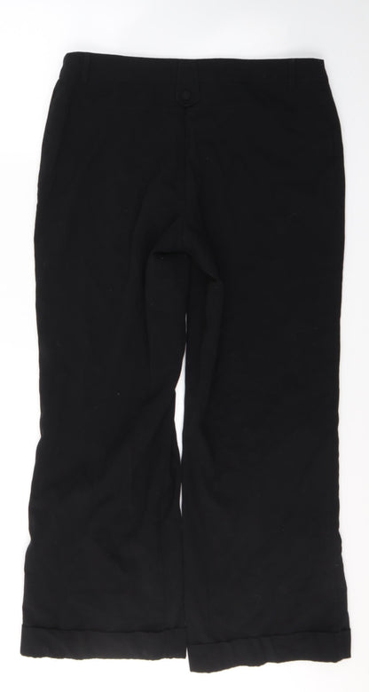 Papaya Womens Black  Polyester Trousers  Size 14 L28 in Regular Button