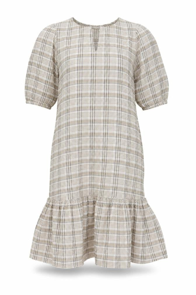 Primark Womens Beige Plaid Cotton Mermaid  Size 8  V-Neck Pullover