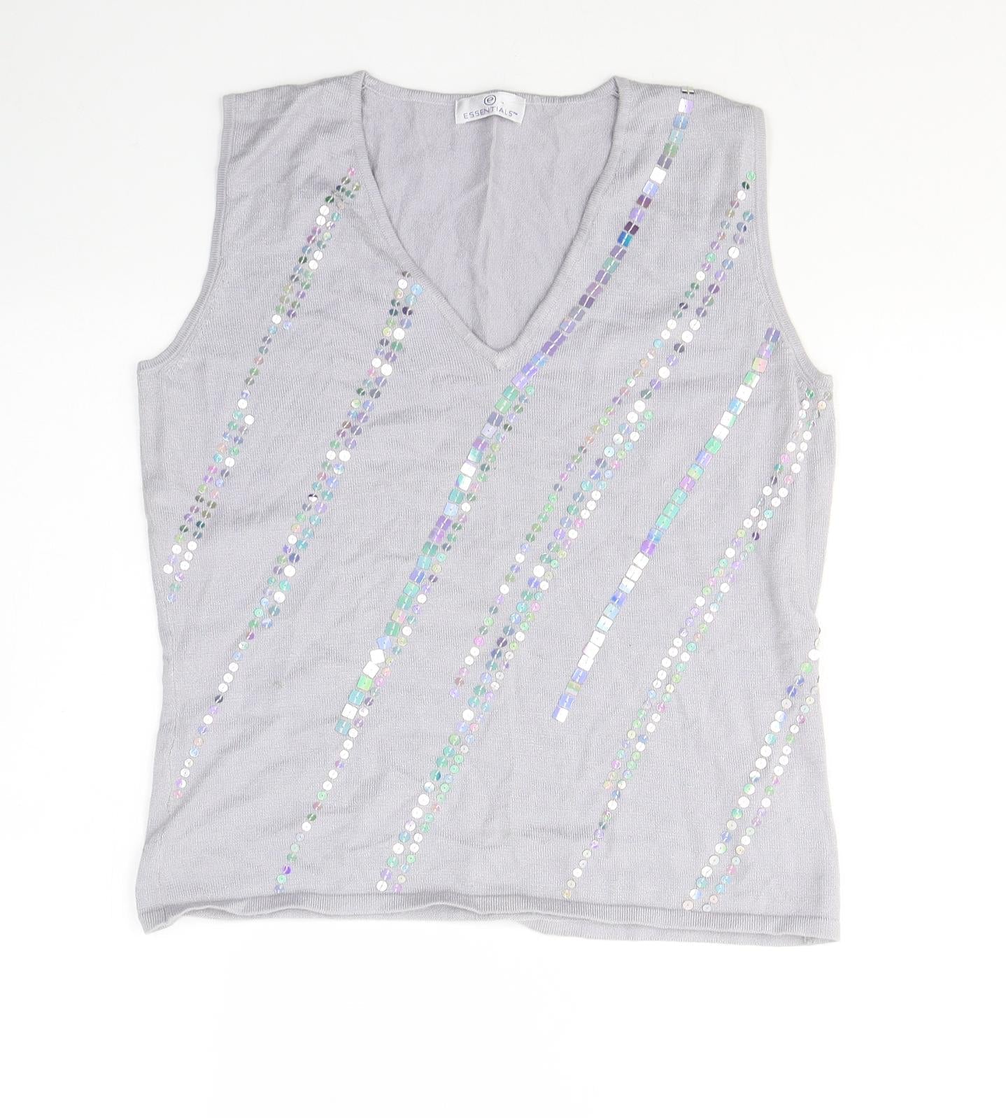 Essentials Womens Purple  Viscose Jersey Tank Size 14 Round Neck
