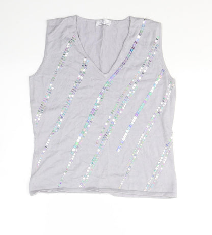 Essentials Womens Purple  Viscose Jersey Tank Size 14 Round Neck
