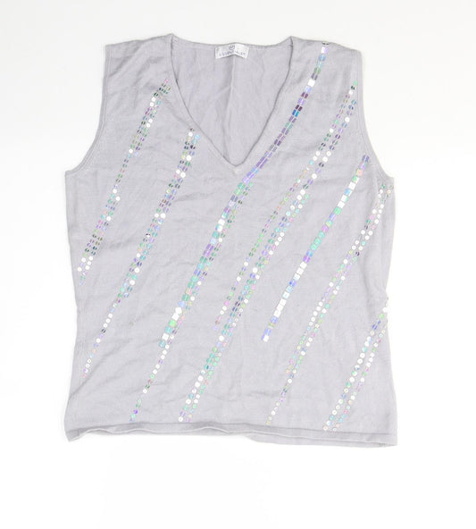 Essentials Womens Purple  Viscose Jersey Tank Size 14 Round Neck