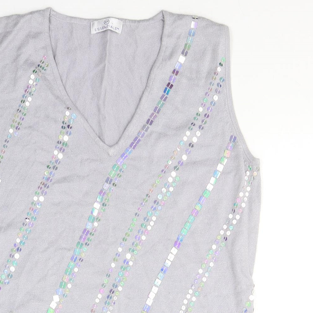 Essentials Womens Purple  Viscose Jersey Tank Size 14 Round Neck