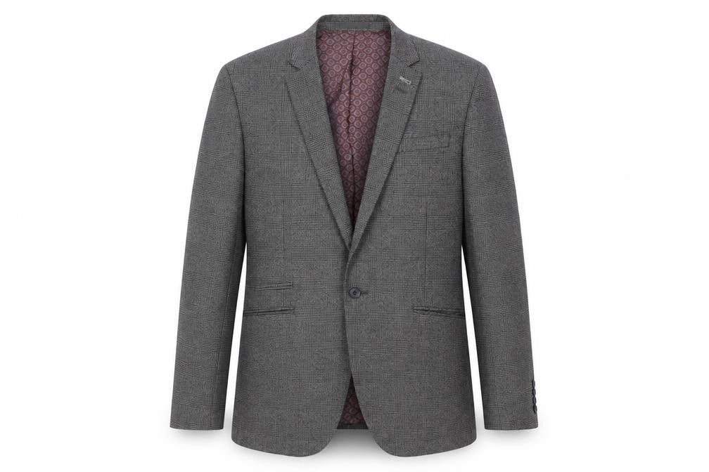 Cedarwood State Mens Grey Plaid Polyester Jacket Suit Jacket Size L