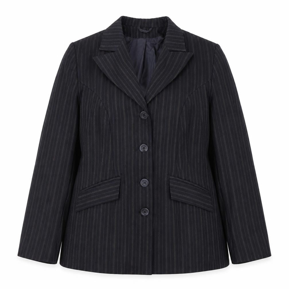 essence Womens Black Striped Polyester Jacket Suit Jacket Size 18