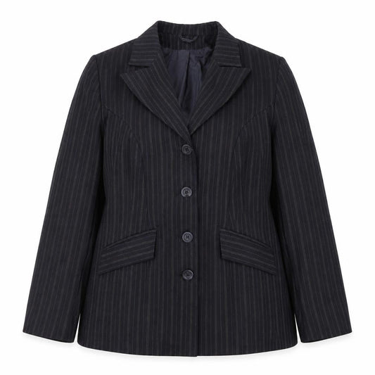 essence Womens Black Striped Polyester Jacket Suit Jacket Size 18