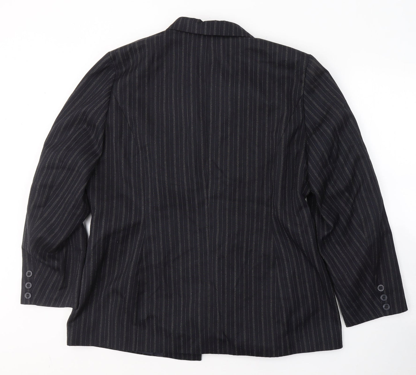 essence Womens Black Striped Polyester Jacket Suit Jacket Size 18