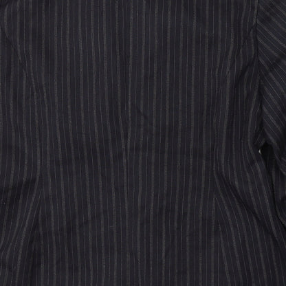 Essence Womens Black Striped Polyester Jacket Suit Jacket Size 18
