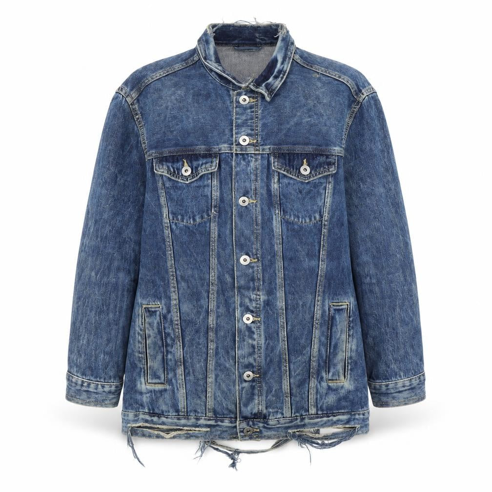 H&M Womens Blue   Jacket  Size 8  Button - ripped detail