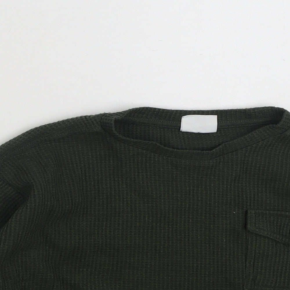 Zara Girls Green  Polyester Pullover Sweatshirt Size 6 Years  Pullover - Cropped
