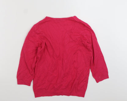 Preloved Marks and Spencer Womens Pink V-Neck  Viscose Pullover Jumper Size 12 - Back
