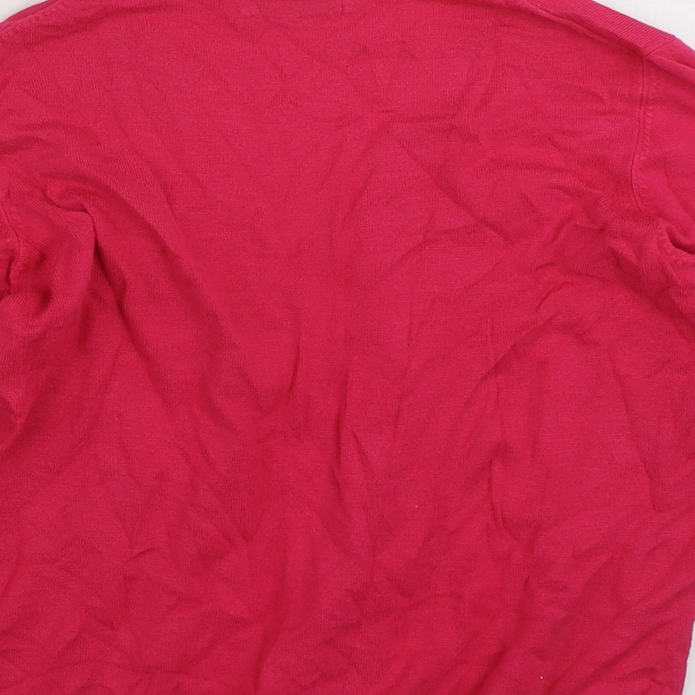 Marks and Spencer Womens Pink V-Neck  Viscose Pullover Jumper Size 12