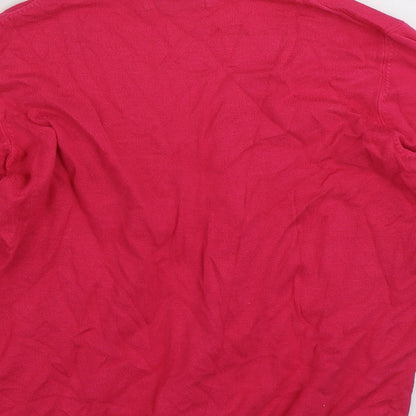 Preloved Marks and Spencer Womens Pink V-Neck  Viscose Pullover Jumper Size 12 - Label
