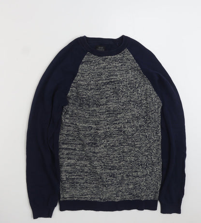 Matalan Mens Blue Crew Neck  Cotton Pullover Jumper Size M