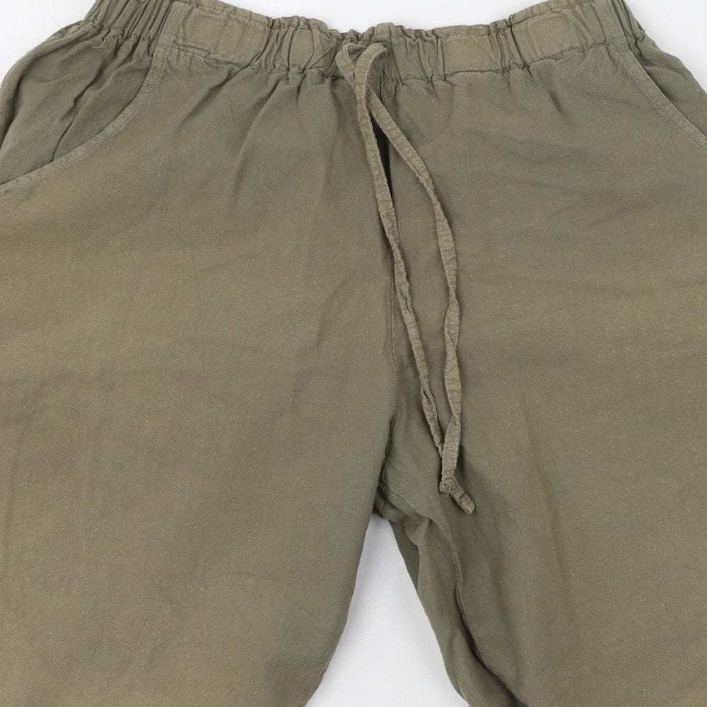 Bonmarche Womens Green  Cotton Trousers  Size S L20 in Regular