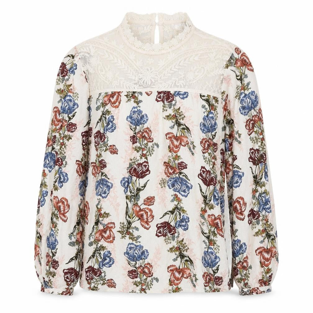 Marks & Spencer Womens Multicoloured Floral Viscose Basic Blouse Size 10 High Neck