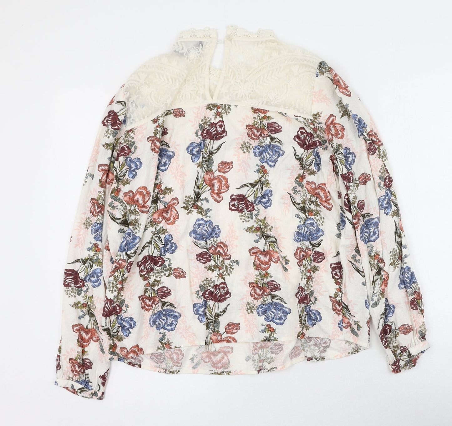 Marks and Spencer Womens Multicoloured Floral Viscose Basic Blouse Size 10 High Neck
