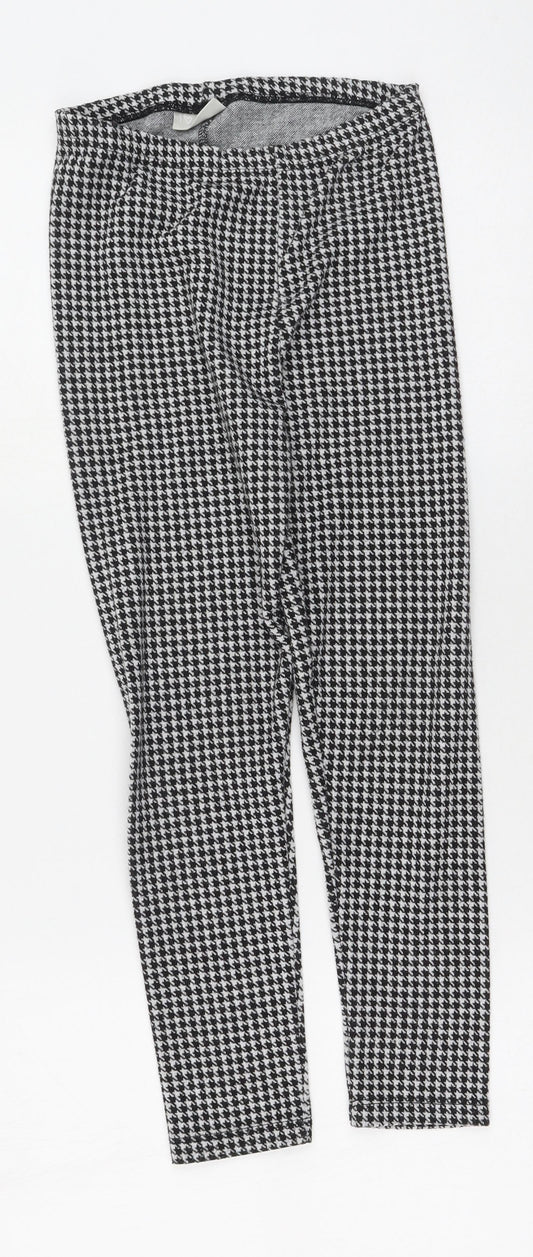 Preworn Girls Black Plaid Polyester Jegging Trousers Size 9 Months  Regular