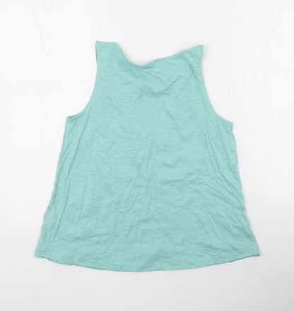 Preloved NEXT Girls Green  Cotton Basic Tank Size 13 Years Round Neck  - love - Back
