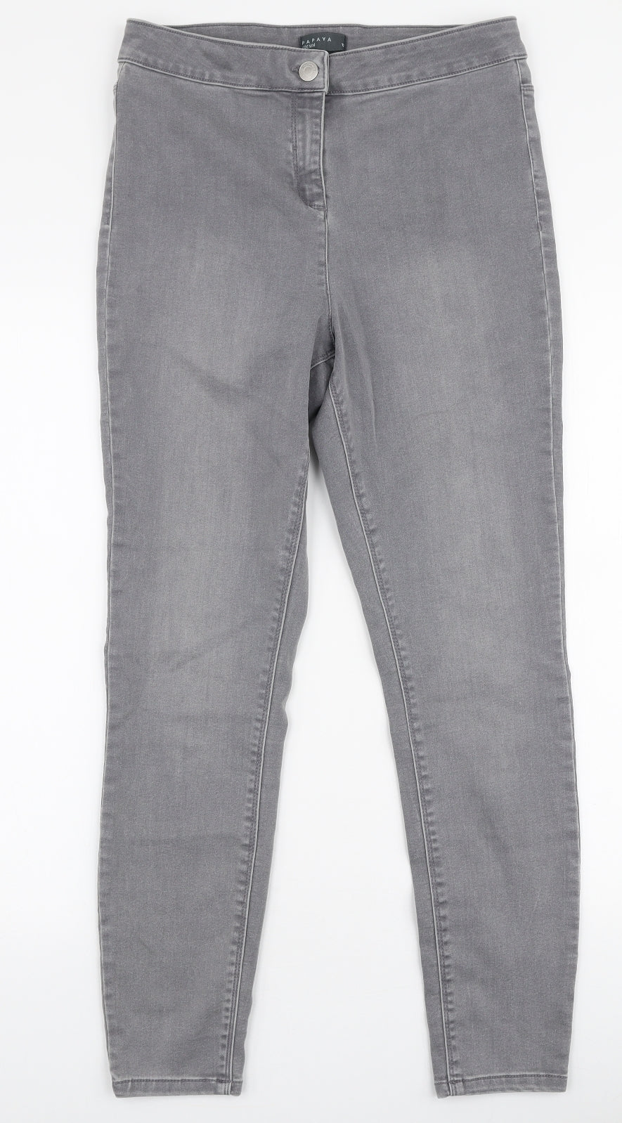Papaya Womens Grey  Cotton Skinny Jeans Size 12 L27 in Slim Zip