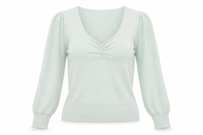 Dunnes Womens Green V-Neck  Polyester Pullover Jumper Size XS