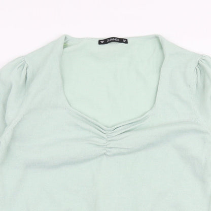 Dunnes Womens Green V-Neck  Polyester Pullover Jumper Size XS