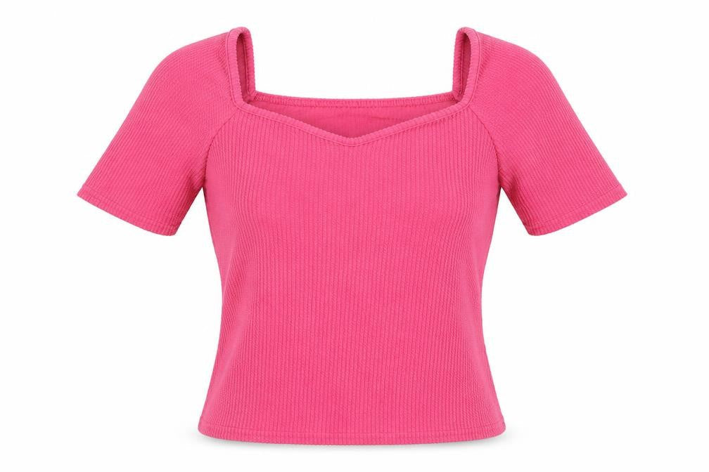 New Look Womens Pink  Polyester Jersey Blouse Size 12 Square Neck