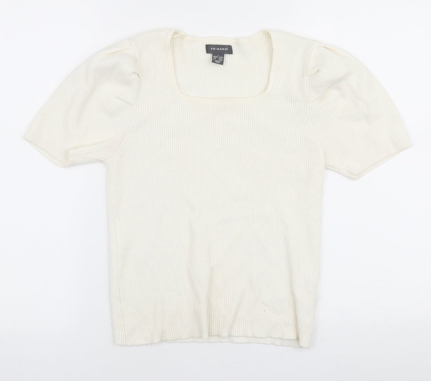 Primark Womens Ivory Square Neck  Viscose Pullover Jumper Size L