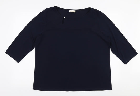 Elisa Castelli Womens Blue  Polyester Basic Blouse Size 20 Boat Neck