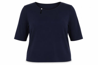 Elisa Castelli Womens Blue  Polyester Basic Blouse Size 20 Boat Neck