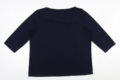 Elisa Castelli Womens Blue  Polyester Basic Blouse Size 20 Boat Neck