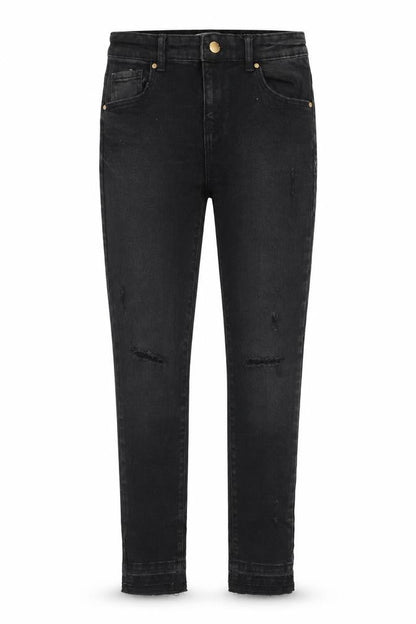 Denim Co Girls Black  Cotton Skinny Jeans Size 10-11 Years  Slim Zip - Ripped knees