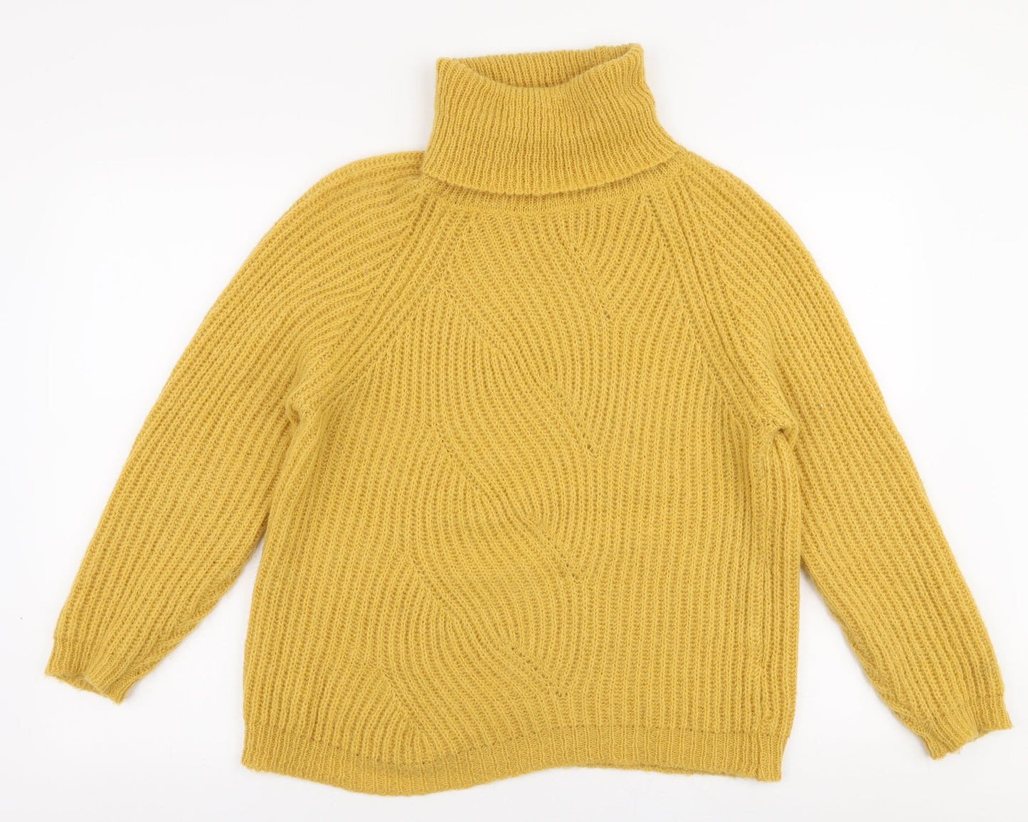 Yida Womens Yellow Roll Neck  Polyester Pullover Jumper Size M