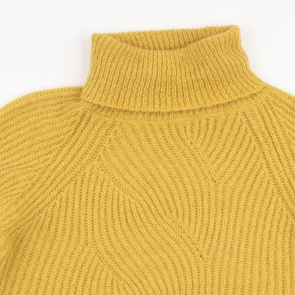 Preloved Yida Womens Yellow Roll Neck  Polyester Pullover Jumper Size M - Detail