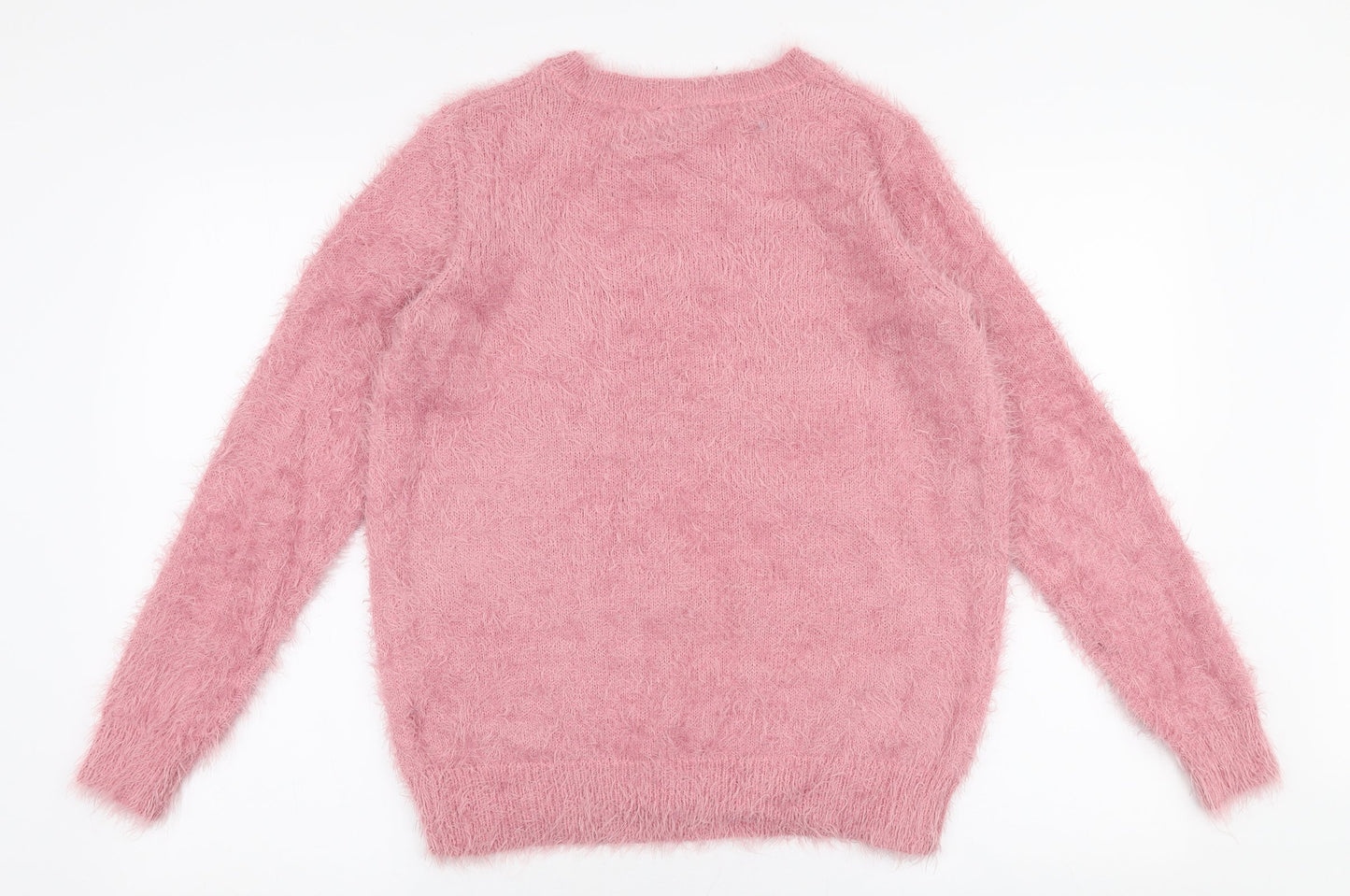 Fig Womens Pink Round Neck  Nylon Pullover Jumper Size S