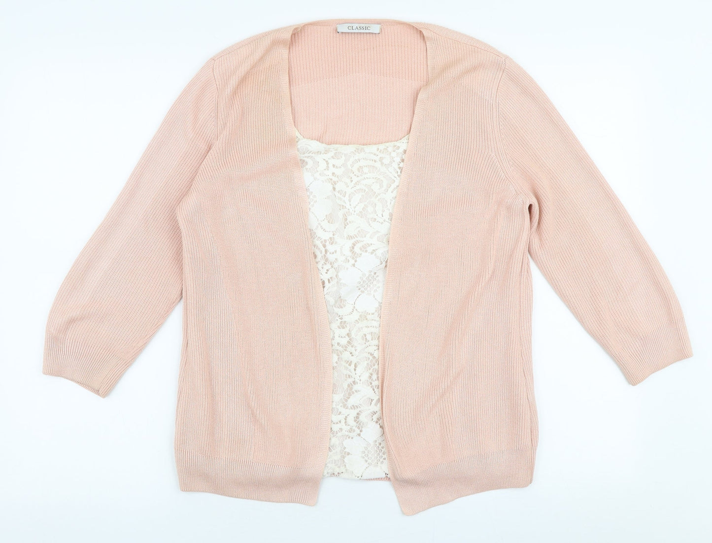 Marks and Spencer Womens Pink Round Neck  Acrylic Cardigan Jumper Size 12