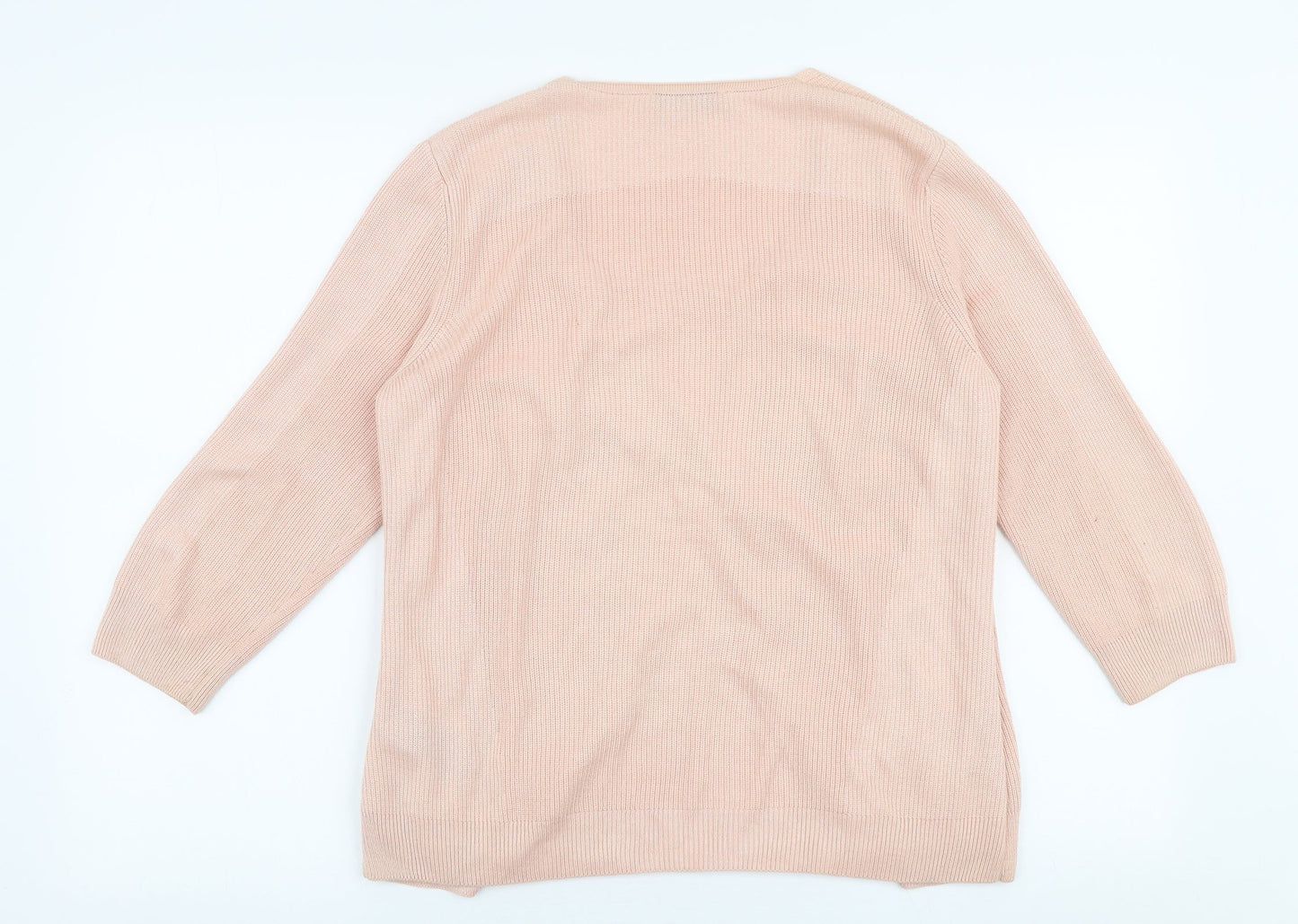 Marks and Spencer Womens Pink Round Neck  Acrylic Cardigan Jumper Size 12