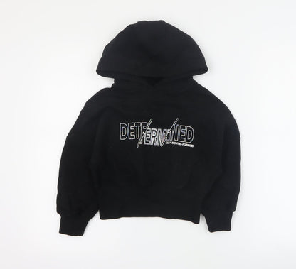Next Girls Black  Cotton Pullover Hoodie Size 5 Years  Pullover