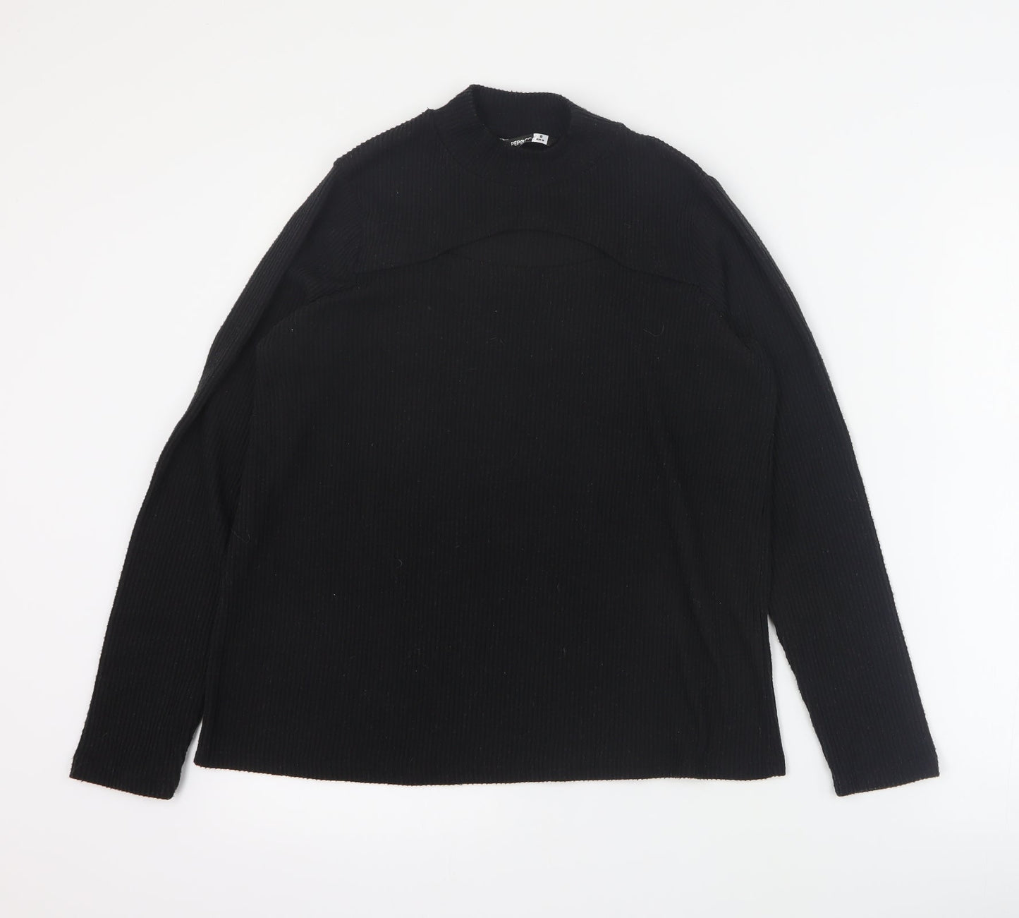 Pep & Co Womens Black Mock Neck  Polyester Pullover Jumper Size 8