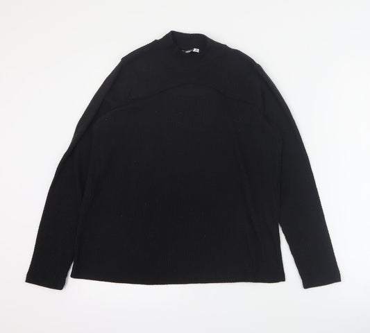 Pep & Co Womens Black Mock Neck  Polyester Pullover Jumper Size 8