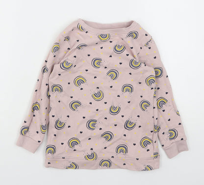 NAME IT  Girls Pink Geometric Cotton Pullover Sweatshirt Size 5 Years
