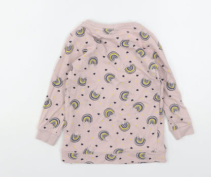 NAME IT  Girls Pink Geometric Cotton Pullover Sweatshirt Size 5 Years