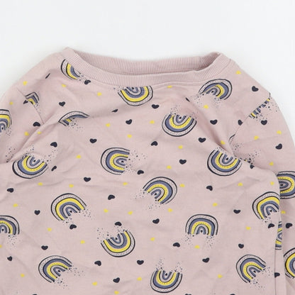 NAME IT  Girls Pink Geometric Cotton Pullover Sweatshirt Size 5 Years