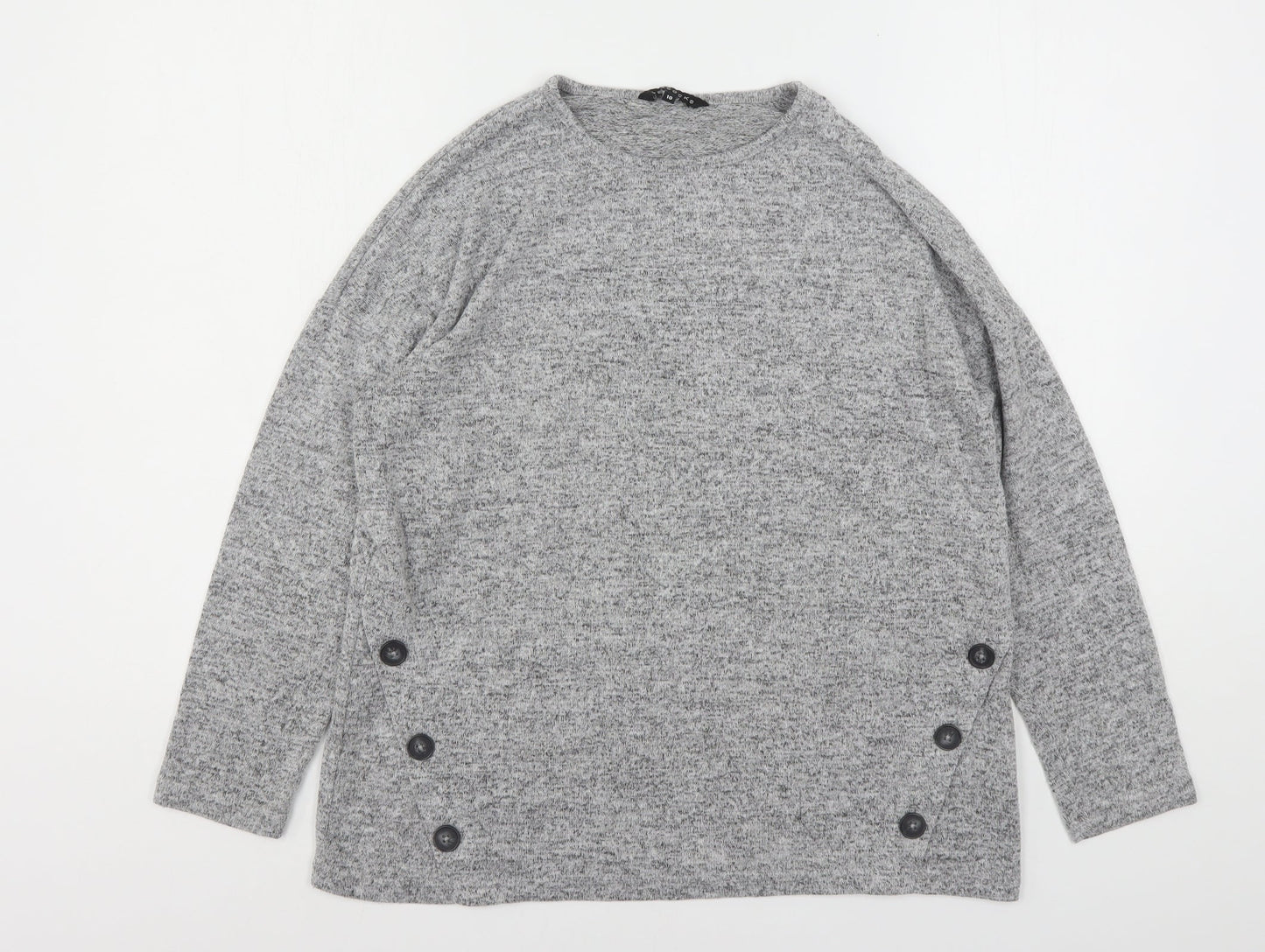 Peacocks Womens Grey Round Neck  Viscose Pullover Jumper Size 10