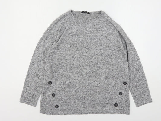 Peacocks Womens Grey Round Neck  Viscose Pullover Jumper Size 10