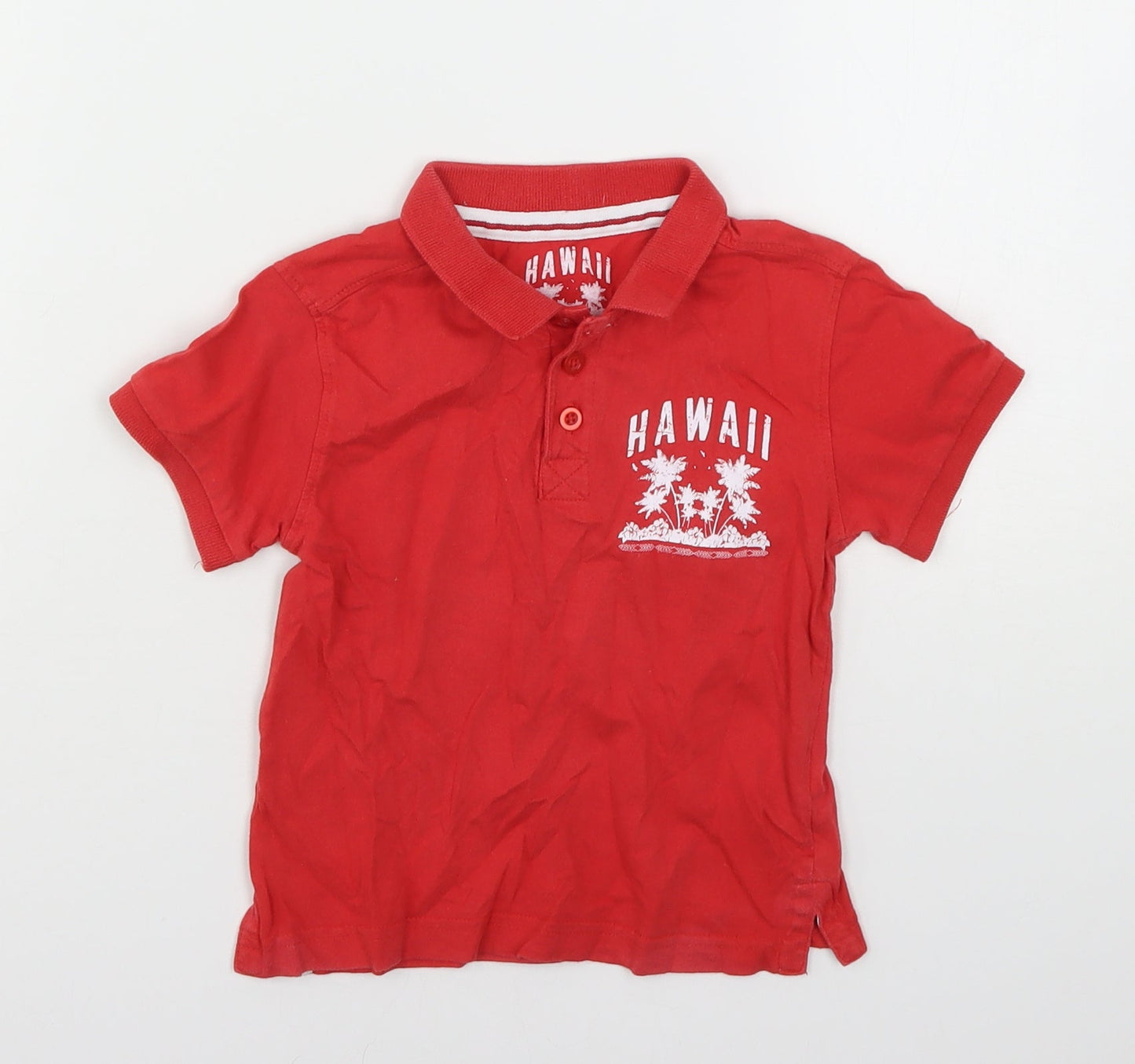 Rebel Boys Red  Cotton Basic Polo Size 2-3 Years Collared  - Hawii