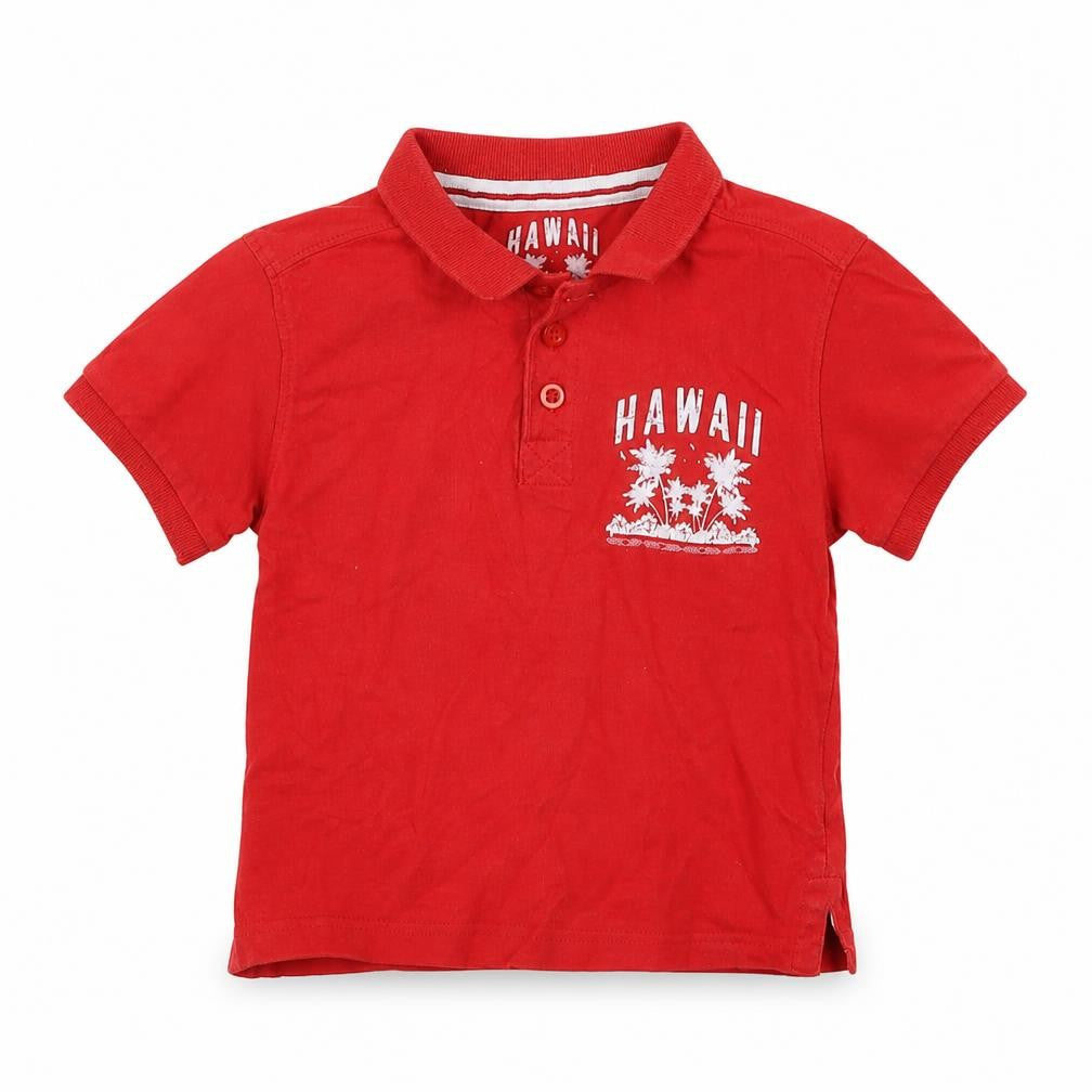 Rebel Boys Red  Cotton Basic Polo Size 2-3 Years Collared  - Hawii